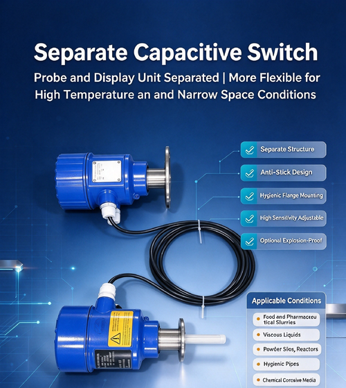Capacitieve niveauschakelaar met externe montage — 100 V&A